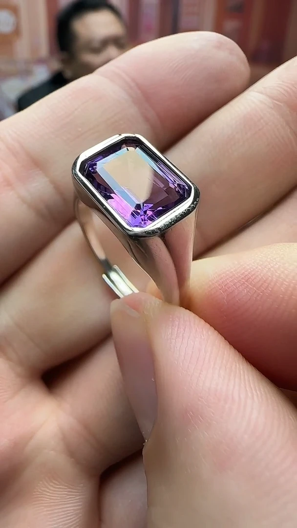 【闪购商品】水晶戒指银S925镶嵌紫水晶戒指