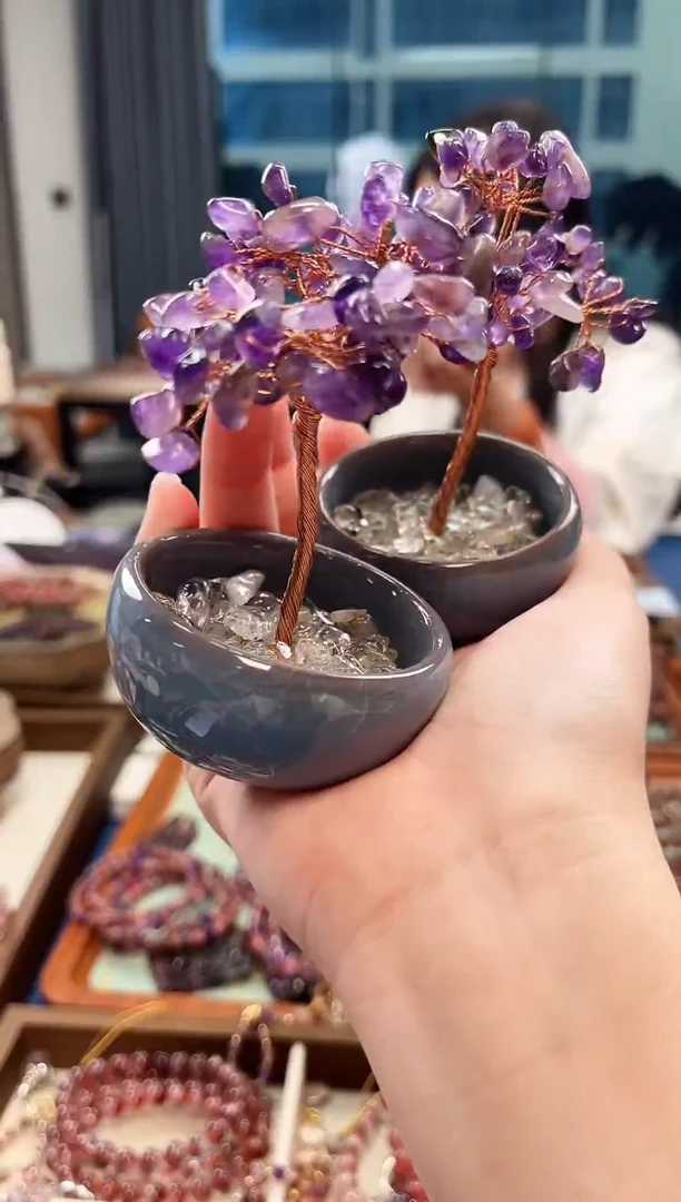 未镶嵌手串水晶紫超七水晶树小摆件【多样性发一】