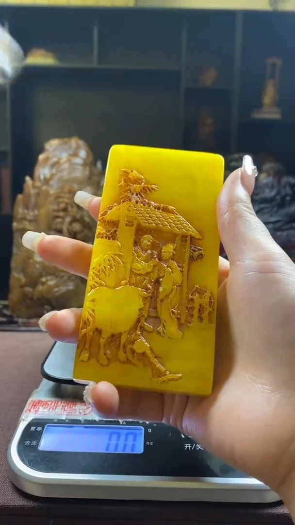 【闪购商品】寿山石印石鸡油黄男耕女织