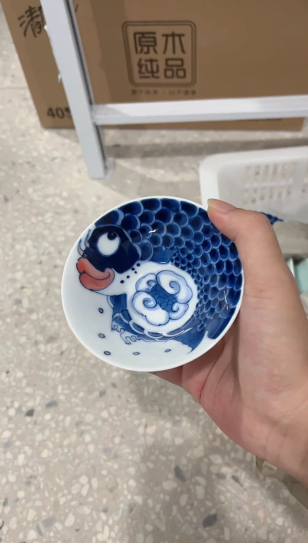 拙明院（微瑕价格）斗笠杯（天青色）昨明款