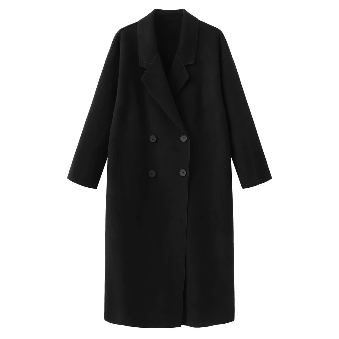 E7559高级感气质纯色轻职通勤风毛呢外套