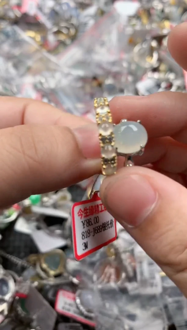 银S925镶嵌戒指翡翠6666  5
