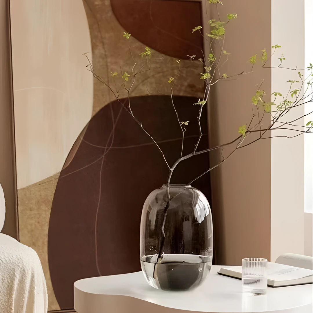 柚萝喜悦加厚大肚玻璃花瓶简约马醉木雪柳水培摆件鲜花专用花瓶