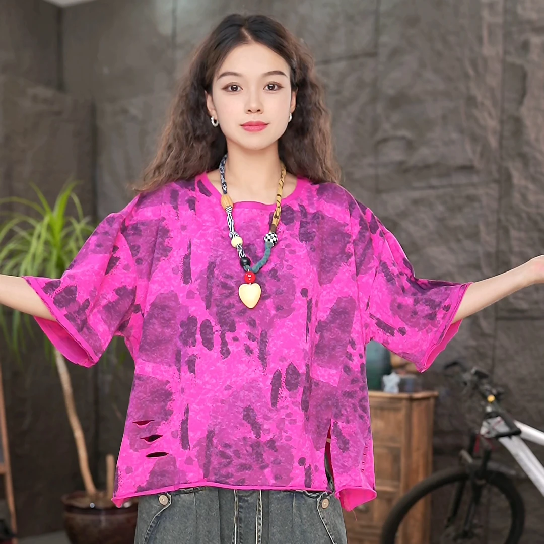 凉感纯棉短袖t恤时尚夏季圆领上衣大码女装休闲T恤半袖