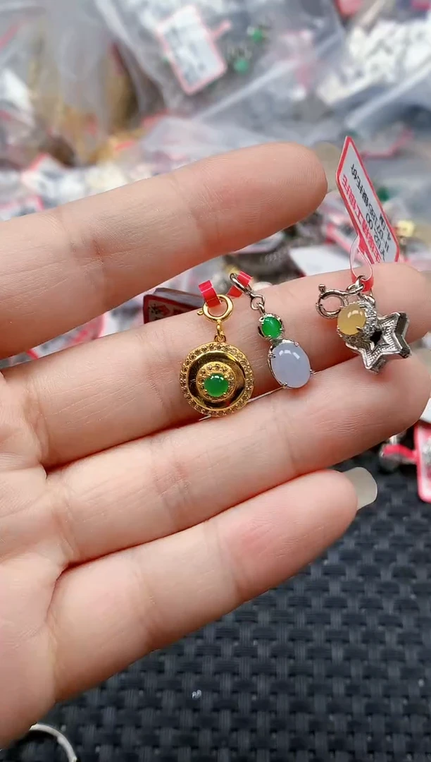 银S925镶嵌戒指翡翠天然A货缅甸翡翠