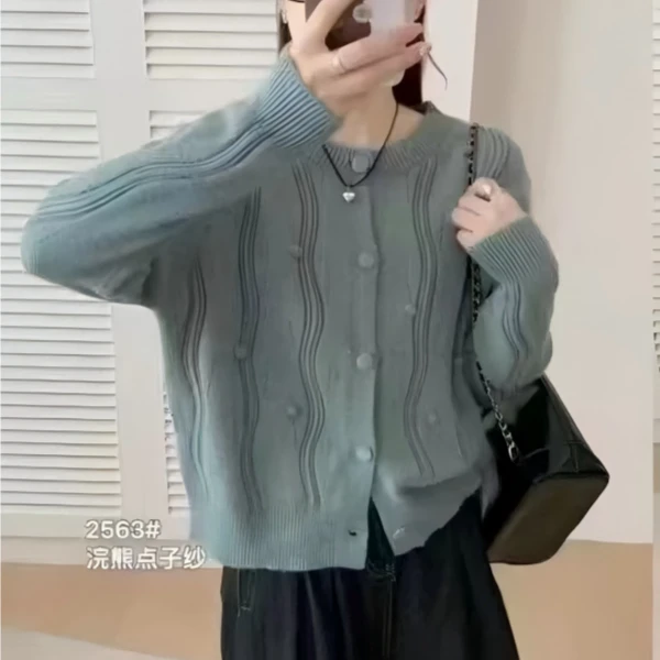 秋冬洋气减龄点子纱针织开衫高级感软糯上衣 新选f309 J022460