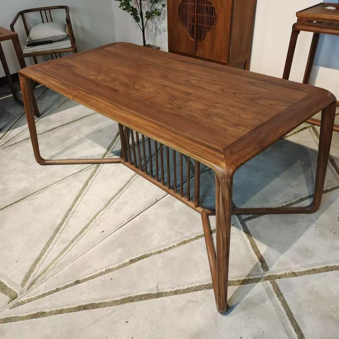 北方老榆木小美茶桌新中式茶桌家用古典禅意书房茶桌椅