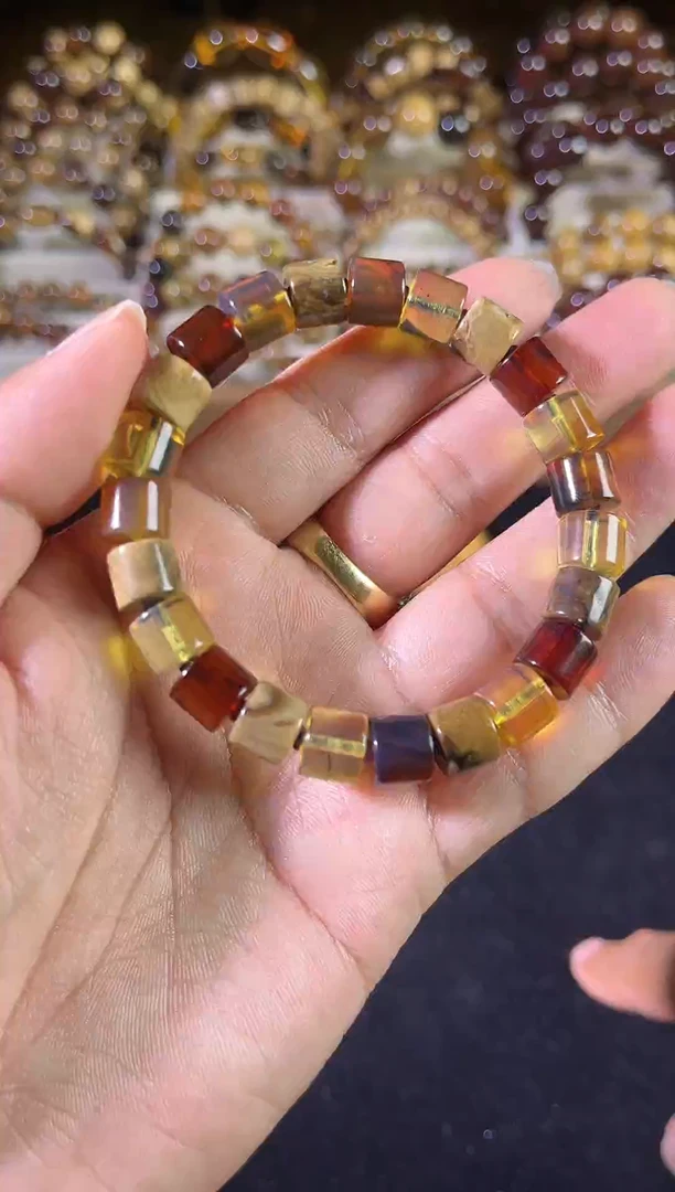 琥珀颈饰未镶嵌精品直切老型多宝手串9mm12.2g