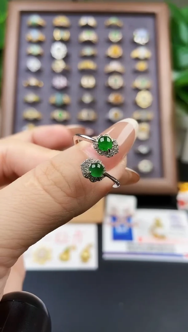 银S925镶嵌戒指翡翠12
