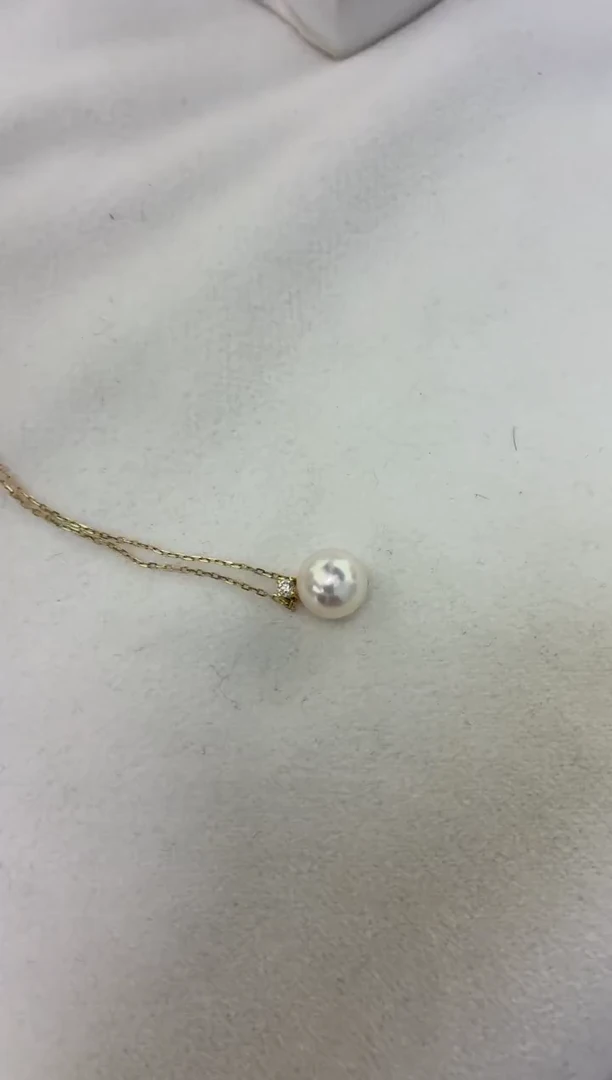 颈饰18K金镶嵌海水珍珠王妃吊坠8.5-9（赠送银链子