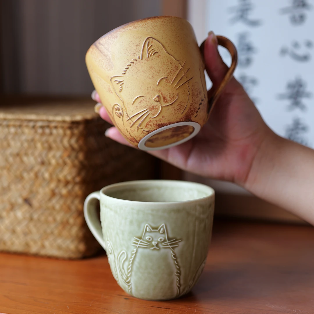 泽滕家马克杯高颜值复古窑变釉卡通可爱办公室泡咖啡拿铁拉花水杯