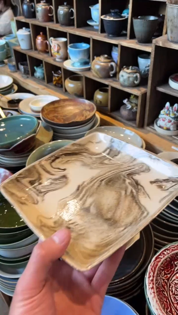 【闪购商品】瓷片563手工绞胎方形盘