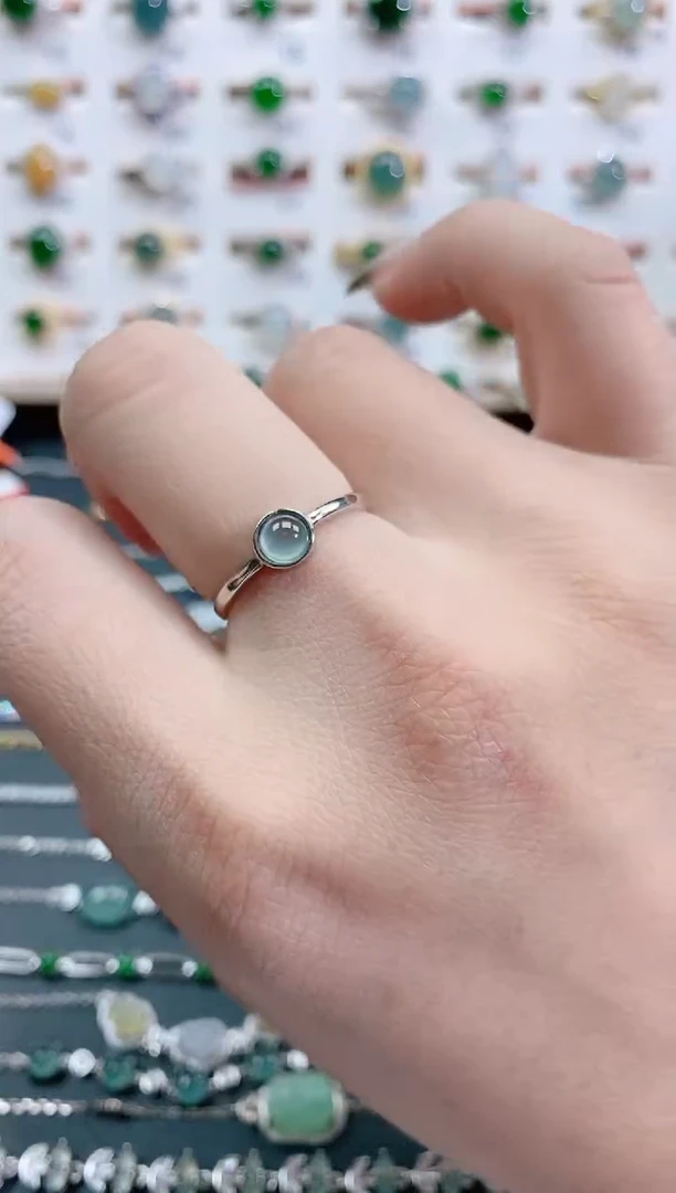 银S925镶嵌戒指翡翠天然翡翠