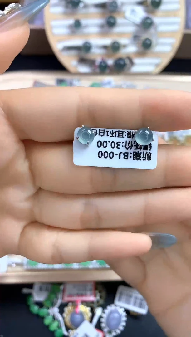 翡翠戒指银S925镶嵌翡翠 蛋面 银S925镶嵌