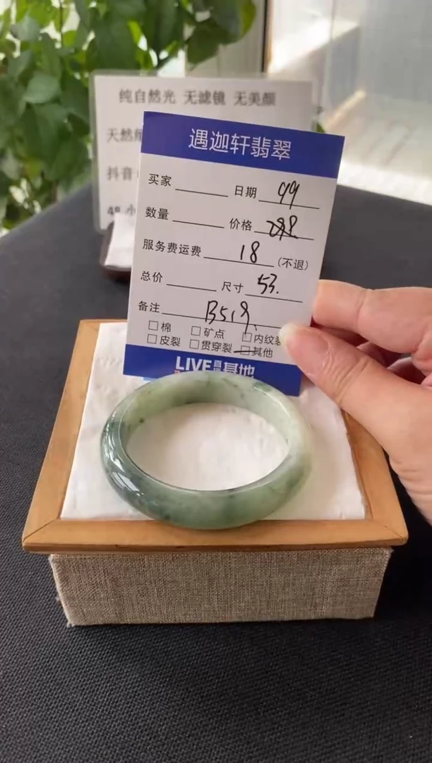 翡翠手镯未镶嵌53圈口 B519编码