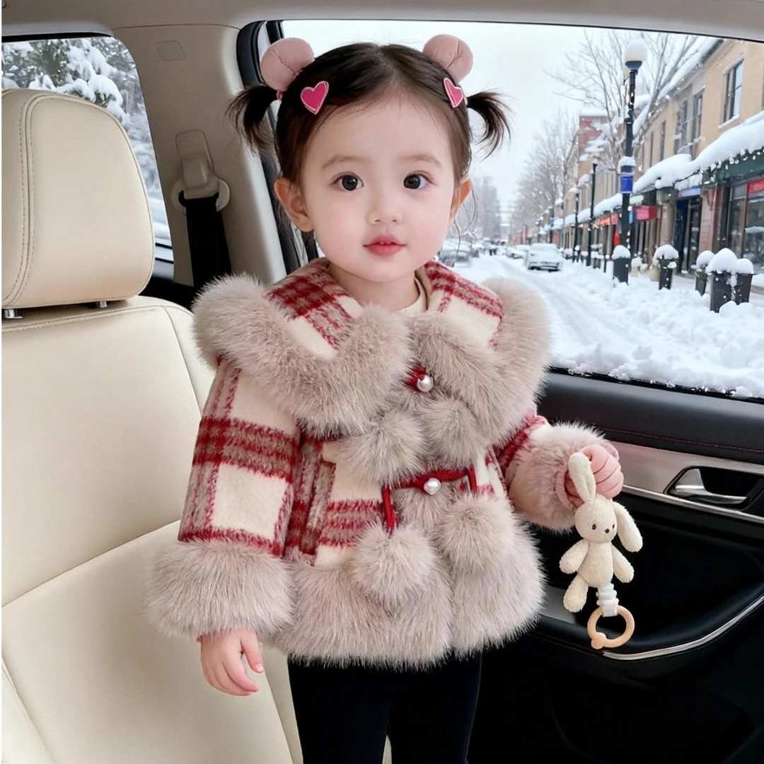 w264新款加厚冬季方领单排扣普通外套加绒上衣童装韩版宝宝秋冬潮