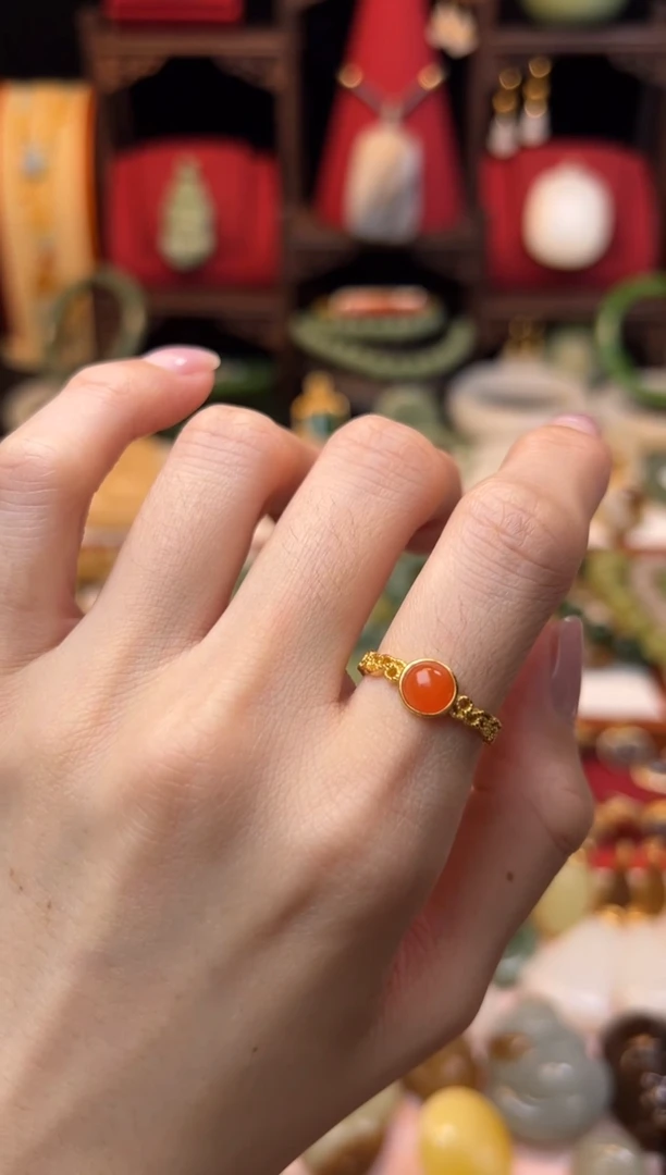 【闪购商品】南红玛瑙戒指银S925镶嵌放漏