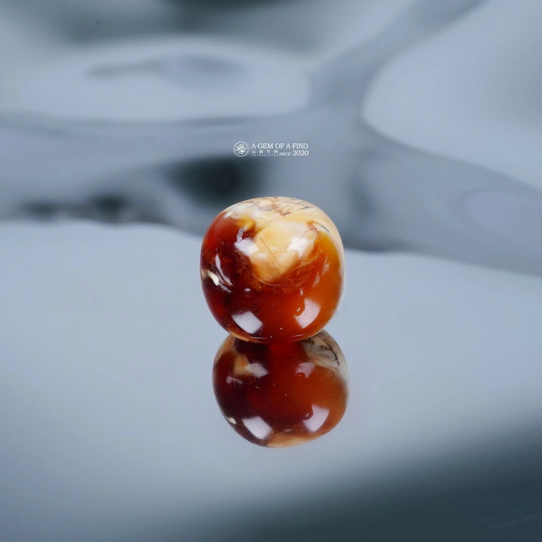 山和开物｜9.4mm红咖沁色网花彩沁妖花老型文玩配饰 天然琥珀蜜蜡
