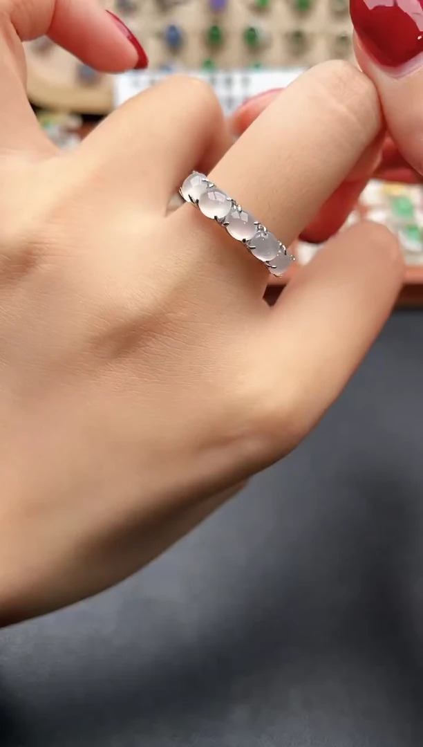 银S925镶嵌戒指翡翠一物一证一礼盒