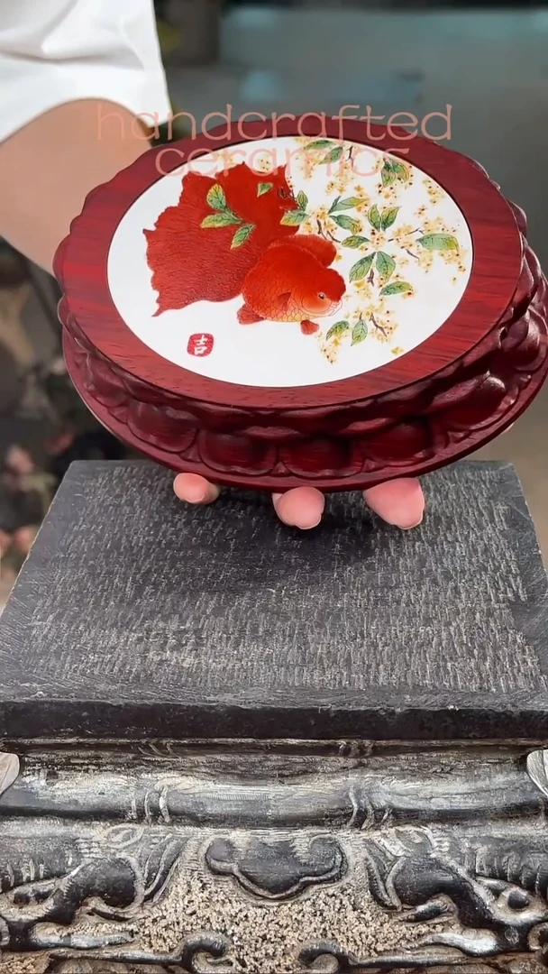 17cm【富贵有余】邵氏紫檀红花梨
