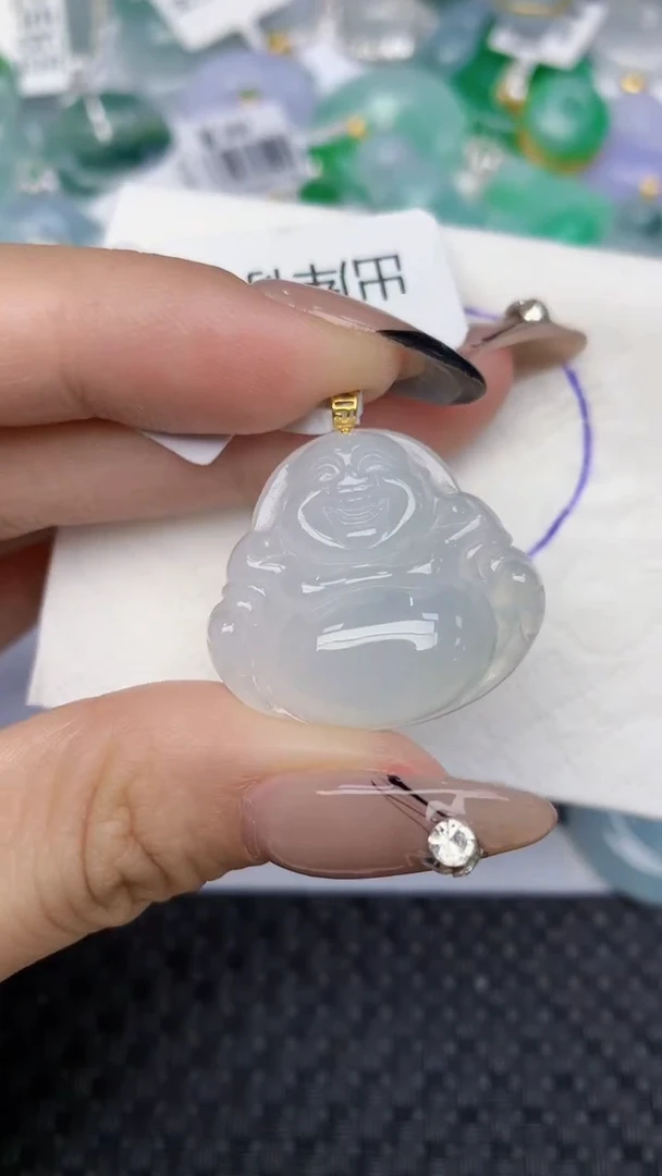 颈饰18K金镶嵌翡翠天然缅甸翡翠a货百元以上9元证书费自理