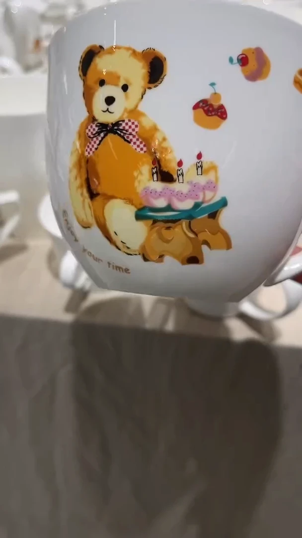 瓷小熊水杯隆达骨瓷