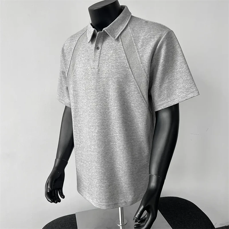 美式重磅太空棉空气层短袖POLO衫男夏季休闲宽松大码纯色半袖T恤