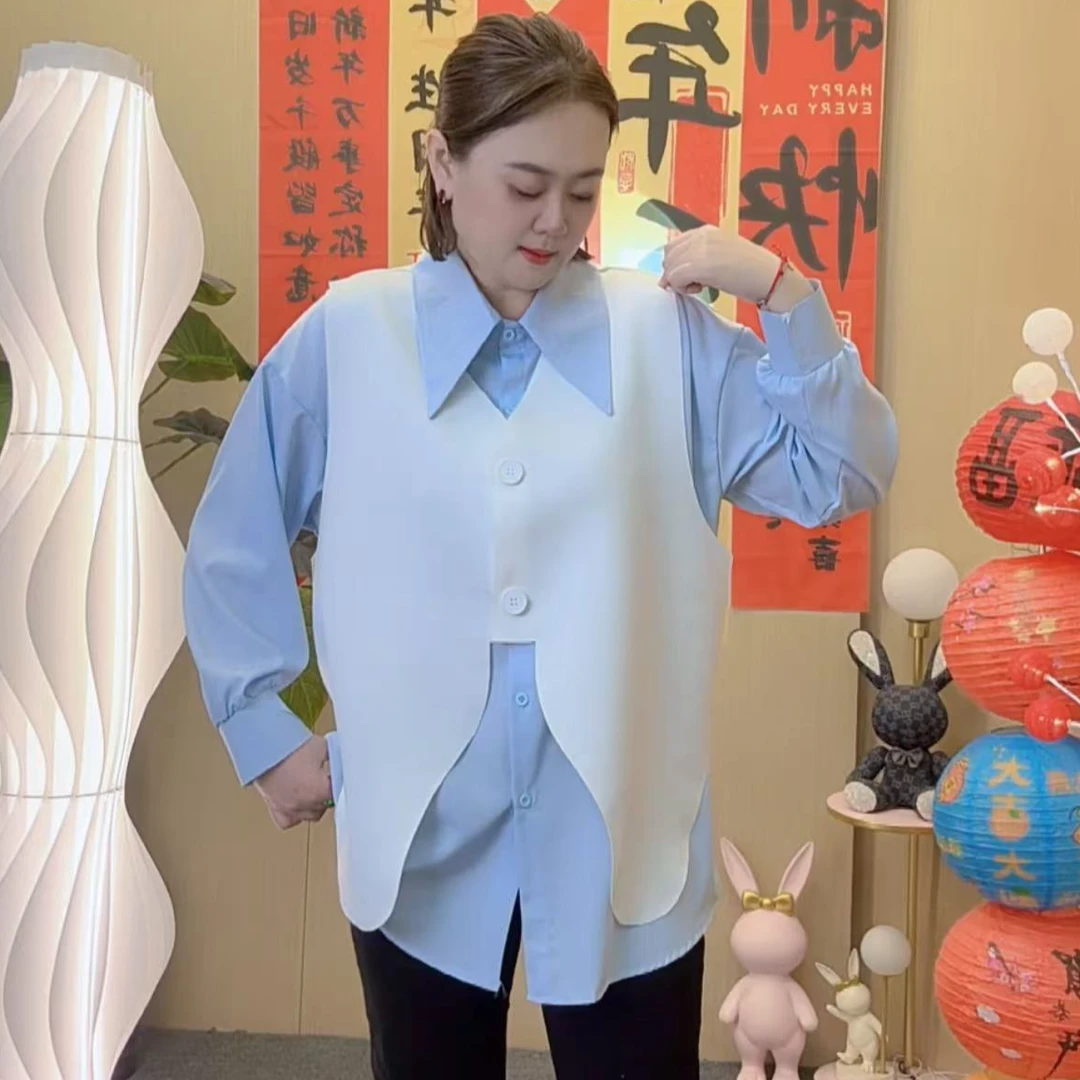 2025春季新款长袖衬衫打底时尚设计感显瘦百搭纯色气质mx88705