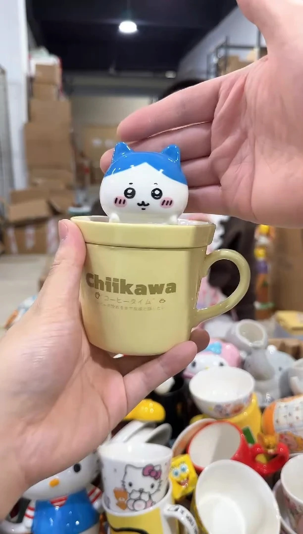 瓷片原盒小八带盖杯