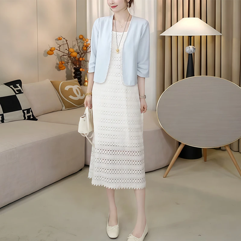 海边度假法式白色蕾丝吊带连衣裙女a字长裙包臀显瘦甜美夏天裙子