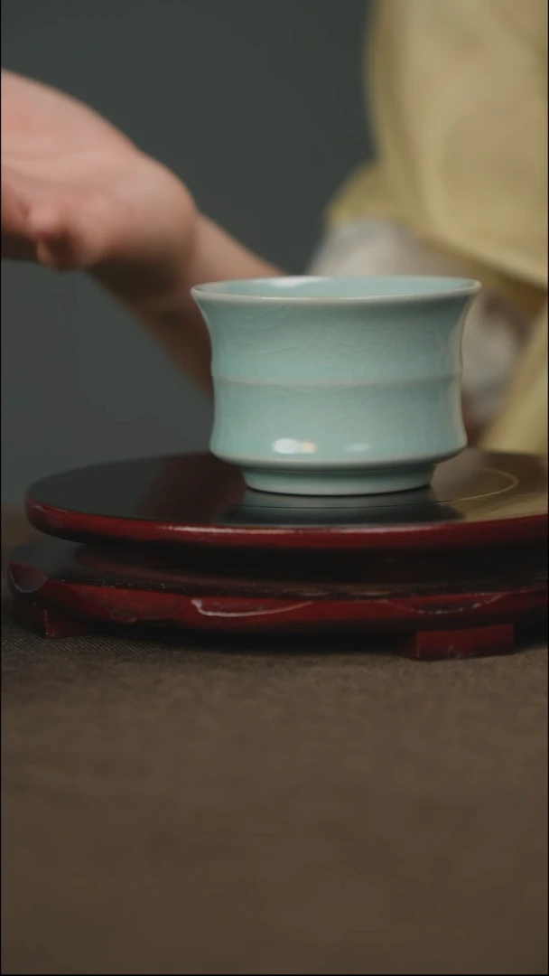 支钉烧 竹节杯 带底款