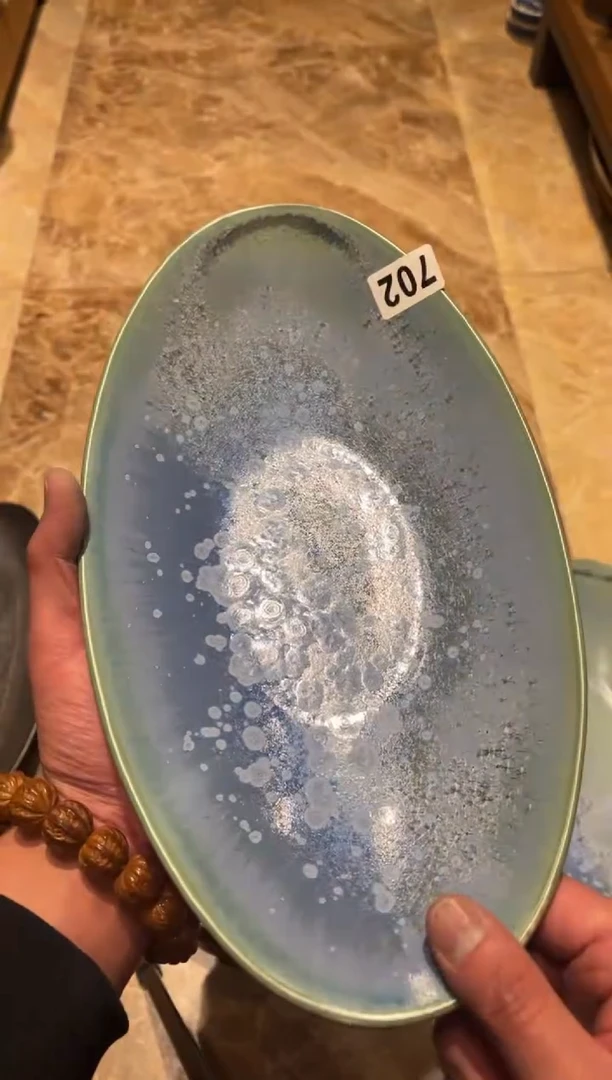 【闪购商品】瓷片702  蓝飘雪鱼盘1个