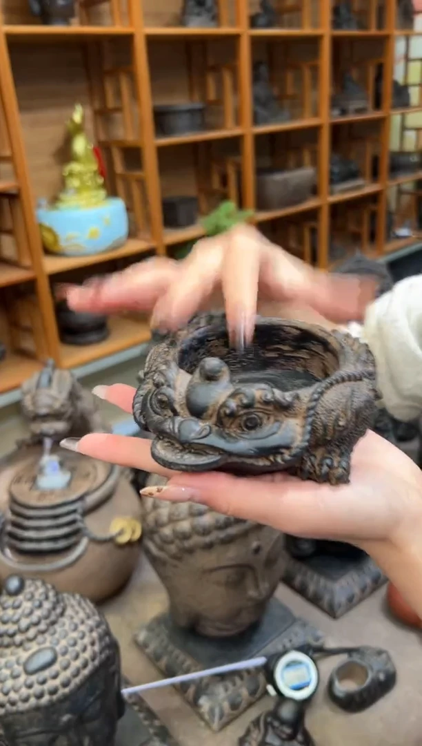 陶土【合成青石】金蟾盆