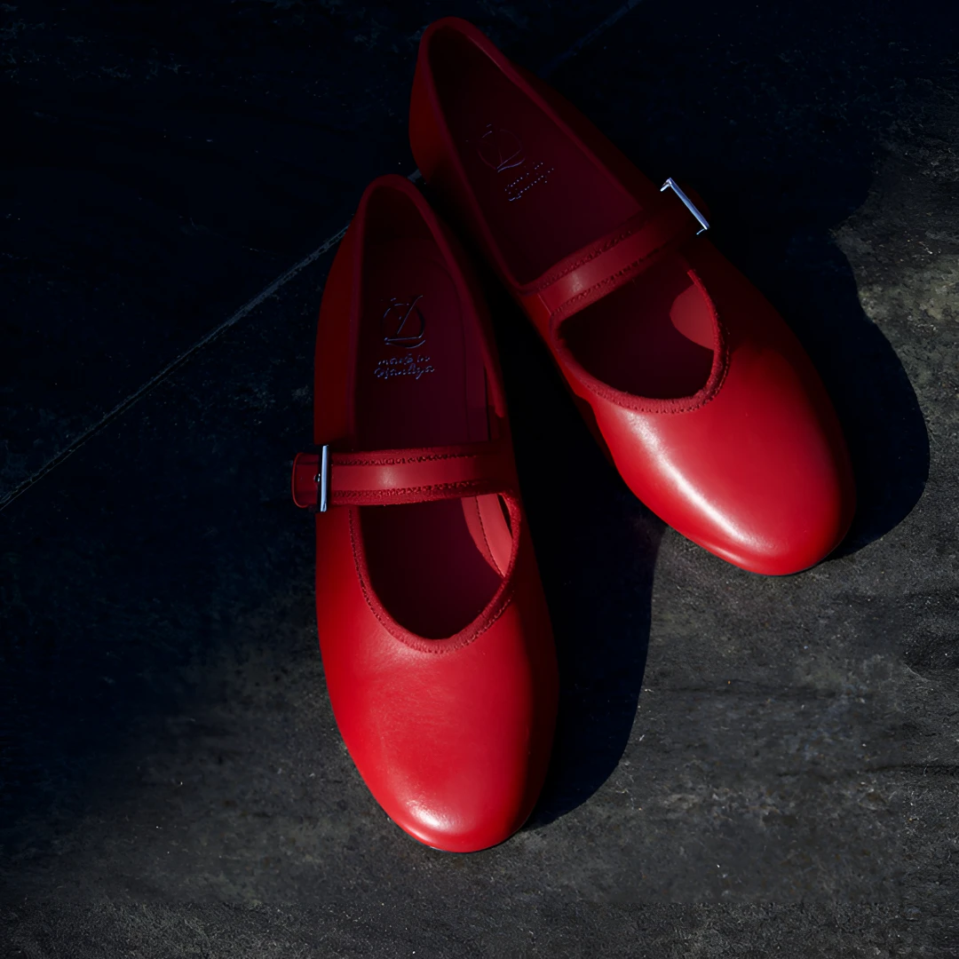 【QLY】—春秋新款一字带玛丽珍女鞋真皮百搭气质浅口软底单鞋C-0008