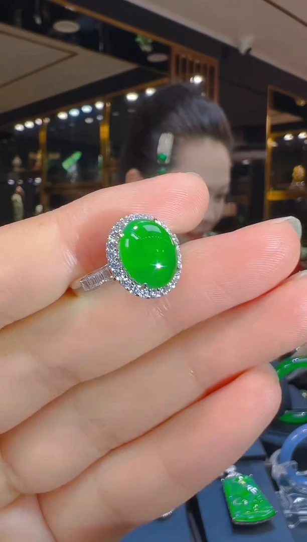 翡翠戒指银S925镶嵌160（多样性发其一）