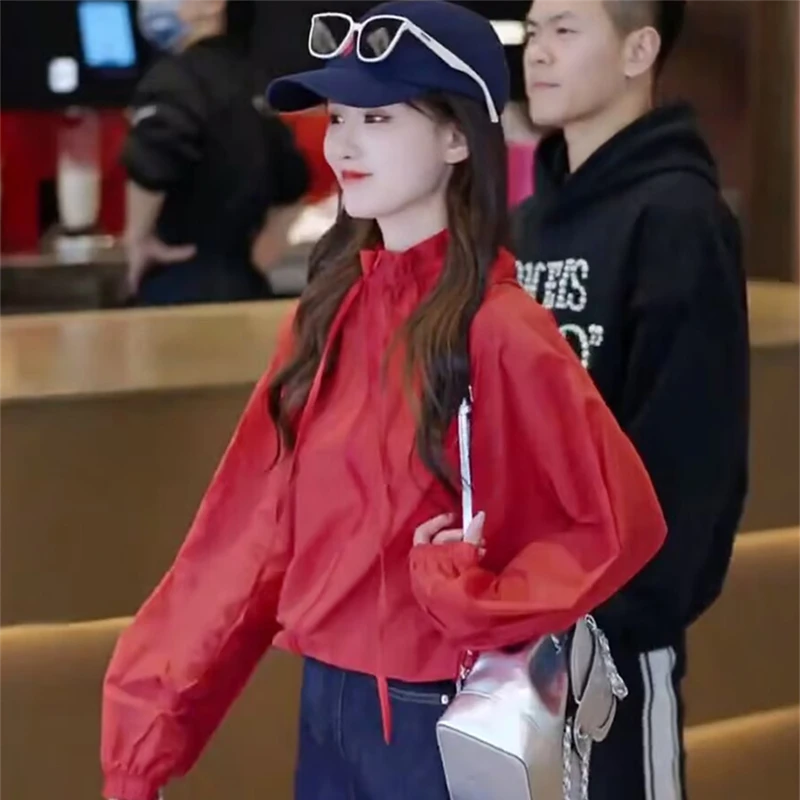 抽绳立领防晒衣外套女薄款2025年夏季顺款小个子休闲百搭洋气上衣