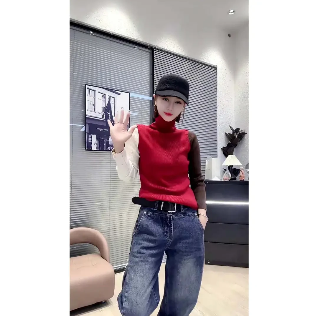 修身针织打底衫女秋冬季2025新款内搭高领毛衣打底衫气质上衣