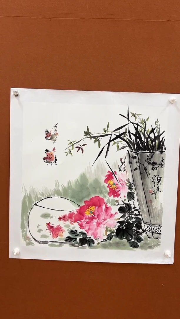 国画李文峰四尺斗方花鸟