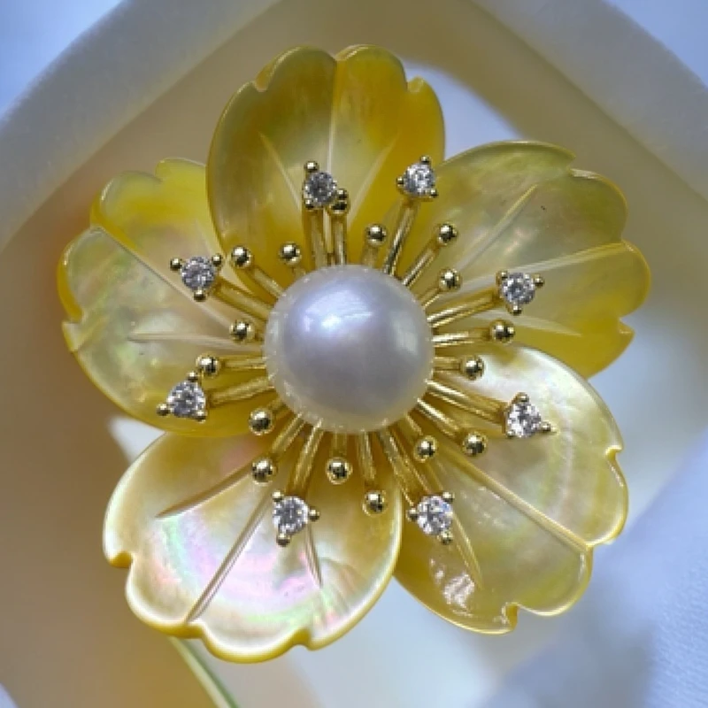 铜贝壳胸针 1038金蝶贝樱花磁吸胸针