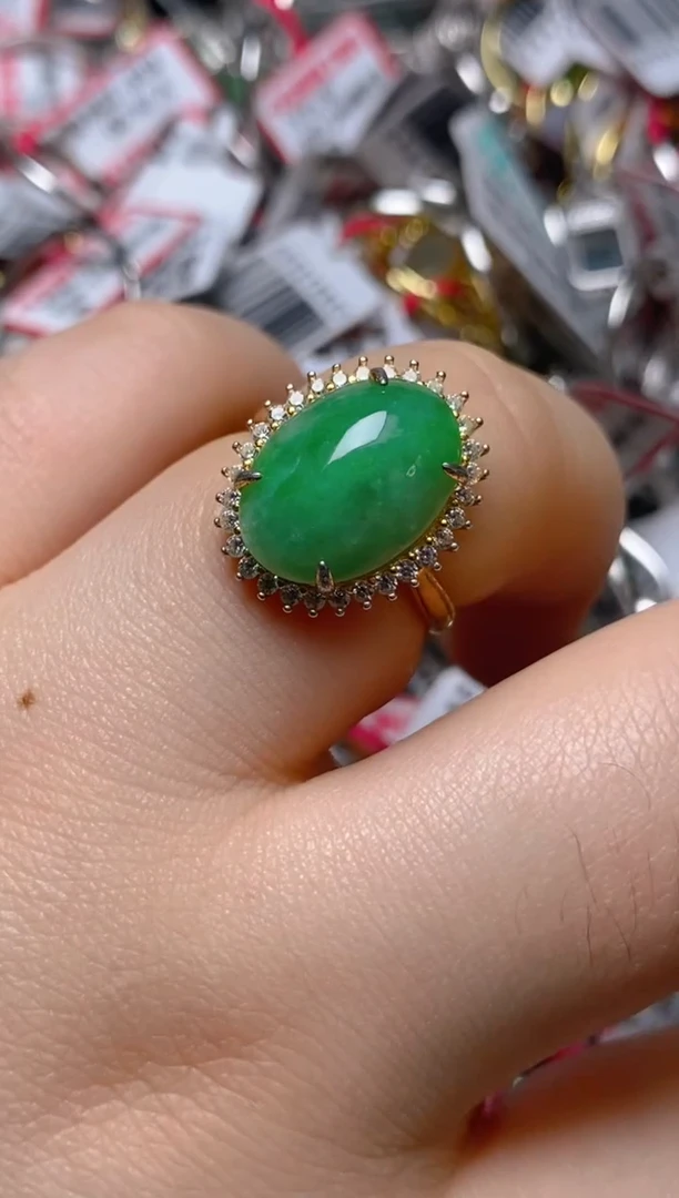 银S925镶嵌戒指翡翠百内无证书