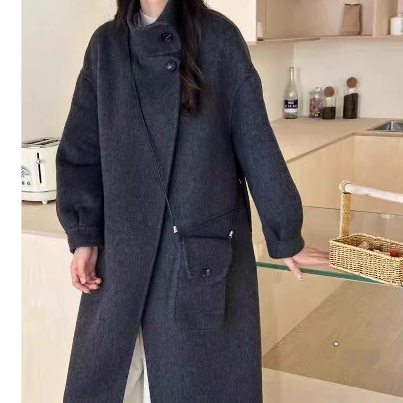 2025新款韩版立领气质长款双面羊绒大衣女高级感大衣女外套1111