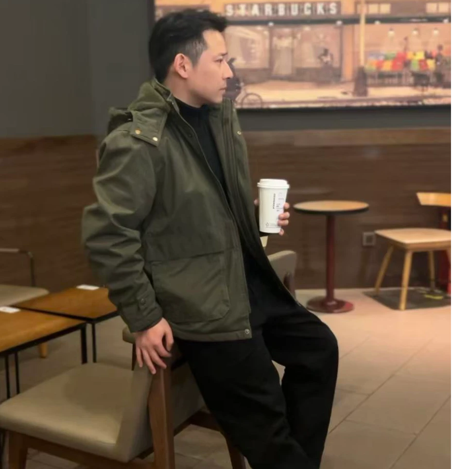 【纯棉】中长款棉服男款冬季加绒加厚7702可脱卸帽复古休闲保暖外套