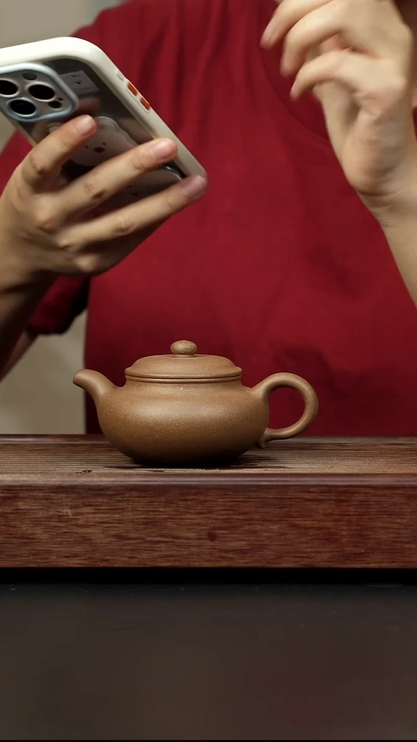 紫砂茶壶芝麻绿 仿古