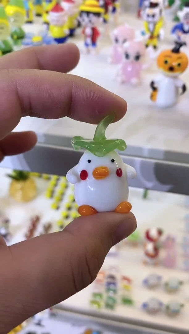 琉璃手工艺品荷叶鸭子