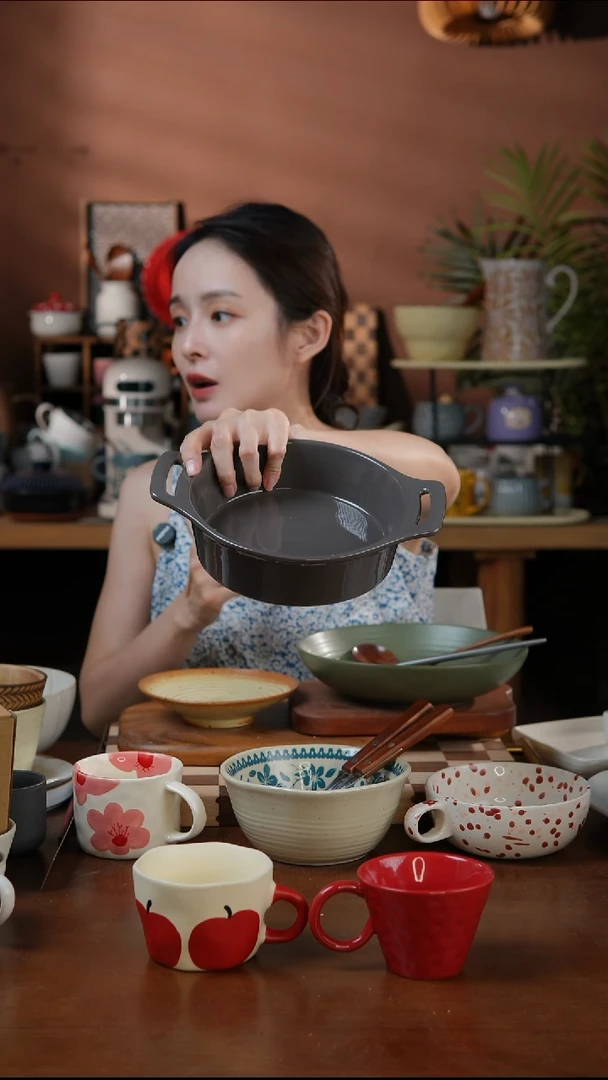 瓷片7英寸灰色小双耳 微瑕 凑满20发货