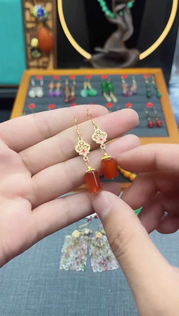 【闪购商品】玛瑙/玉髓耳钉银S925镶嵌423000