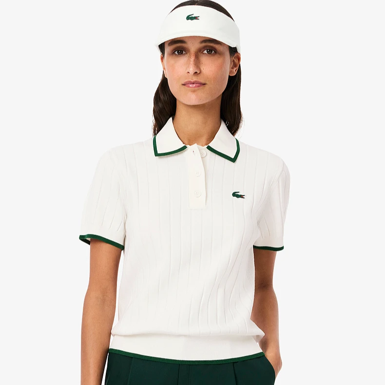 LACOSTE法国鳄鱼女装25年新款复古学院短袖POLO针织衫|AF9430