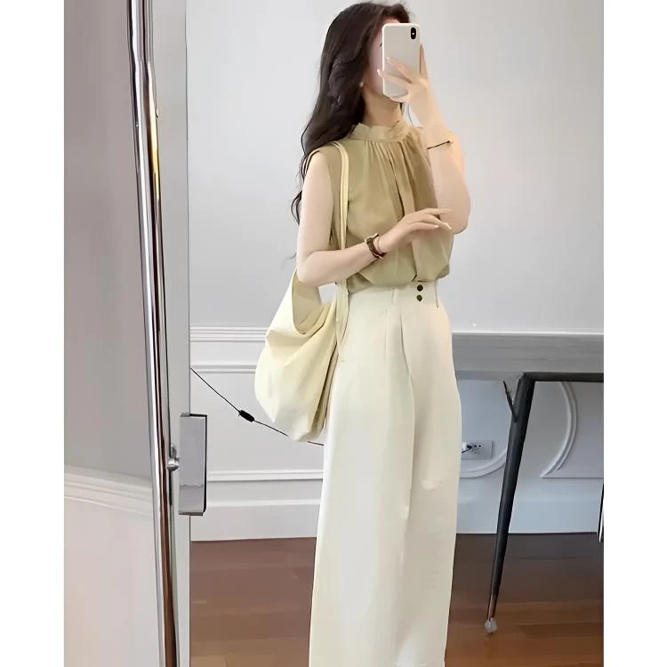 2025夏季新款减龄漂亮洋气时尚扎染无袖上衣松弛感挂脖背心