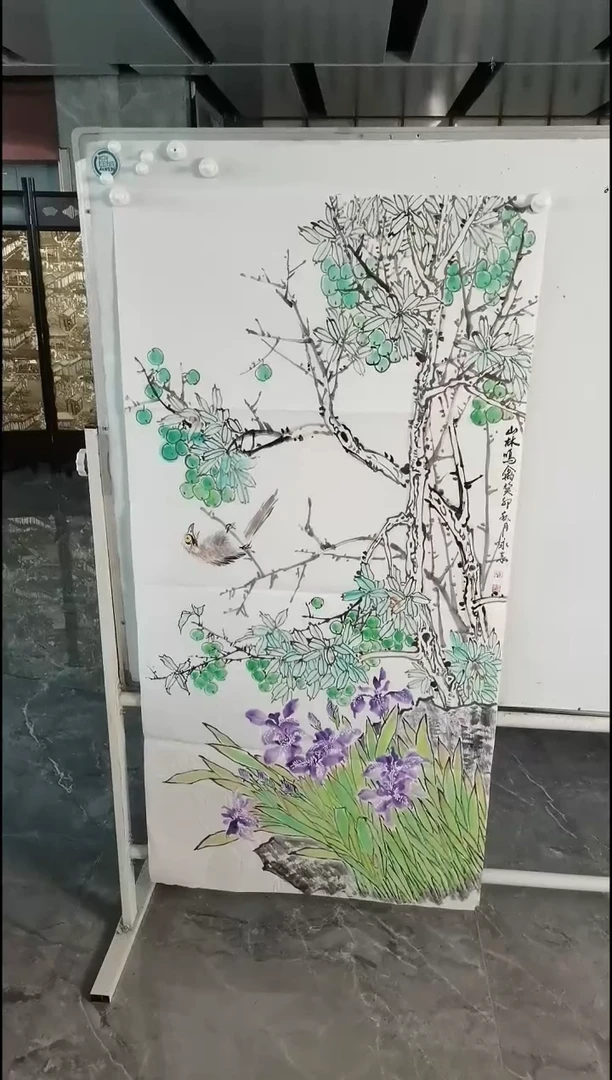 国画马永志四尺竖幅山林鸣禽笑