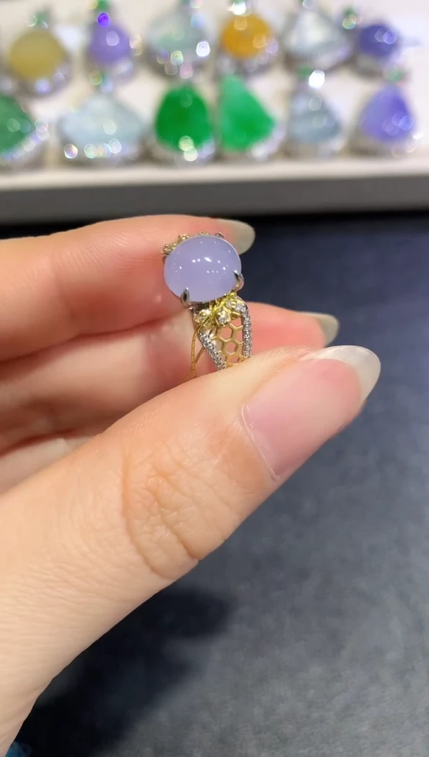 【闪购商品】翡翠戒指18K金镶嵌C74  多样性 一件发货紫货有色差